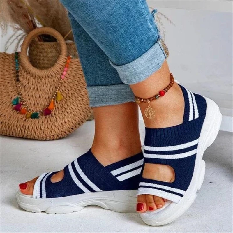 

Women's Mesh Sandals Summer New Style Slope Heel Women's Shoes Women's Non-slip Comfortable Mesh Flat Bottom Zapatos De Mujer