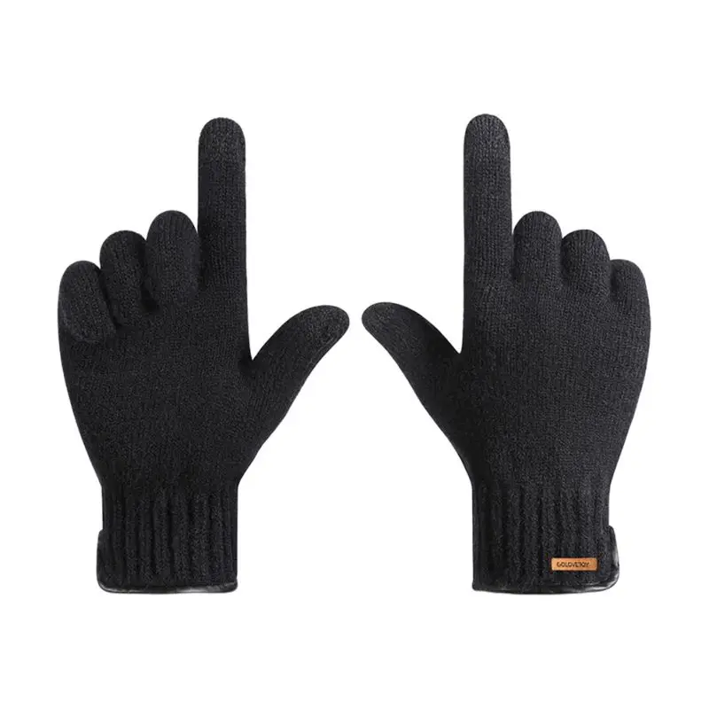 

Touch Screen Padded Winter Thermal Solid Knitted Gloves Wind Proof Cycling Sports Outdoor Work Gift for Women And Men