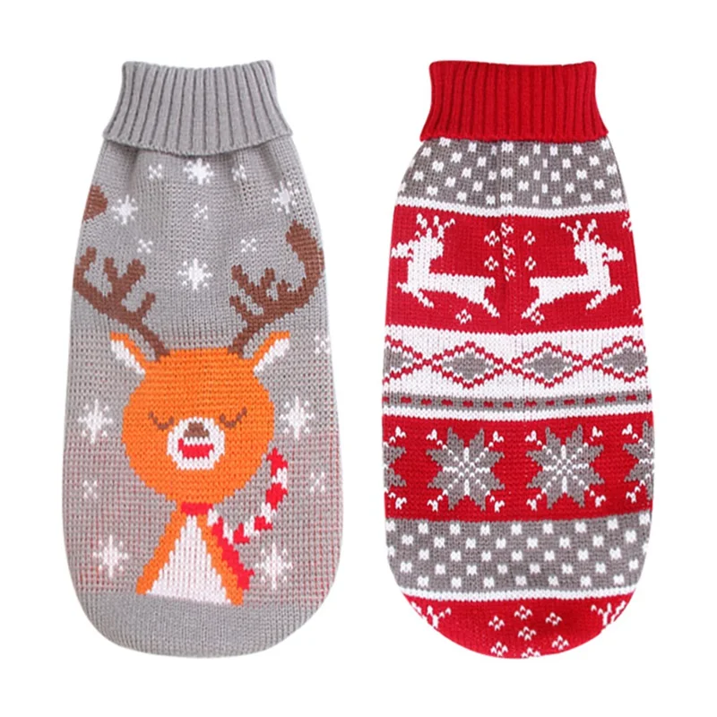 

Dog Christmas Warm Knitted Sweater Winter Cartoon Reindeer Chihuahua Pet Clothes For Small Medium Dogs Clothing Knitwear For Dog