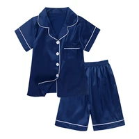 kids classic silk sleepwear boys pyjamas set short sleeve tops with shorts girls pajamas sets children nightwear casual homewear