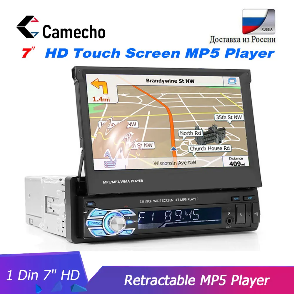 Camecho Авторадио Bluetooth 1din автомобильное радио 7 &quotHD сенсорный экран Универсальный FM