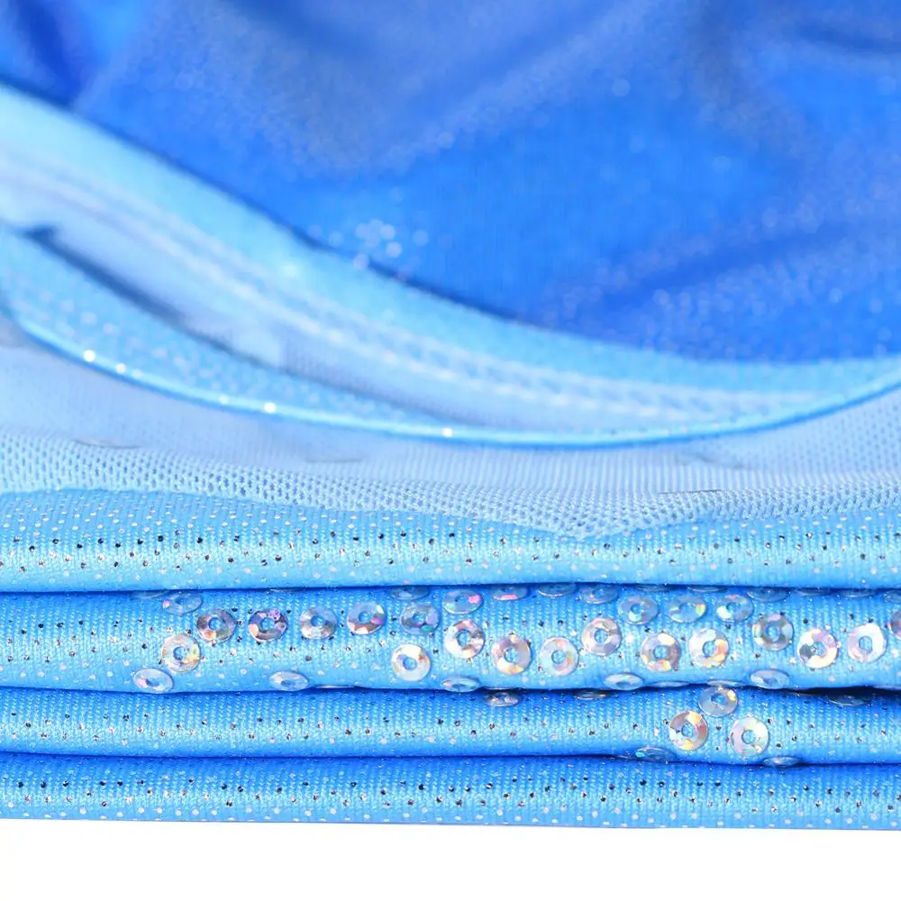 BAOHULU Girls Three-Quarter Sleeve Gymnastics Leotard Rhinestone Snowflake Pattern Ballet Sparkle Sequin Mesh Dance Wear | Тематическая