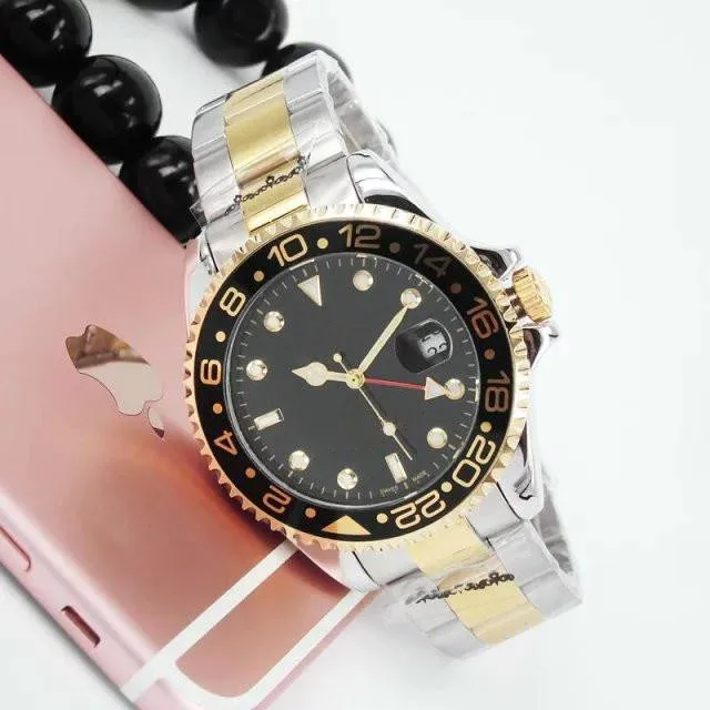 

Luxury New Gent's GMT II 2 quartz Self Wind Watches Stainless Steel Dive White Black Silver Master 44mm Mens Watch