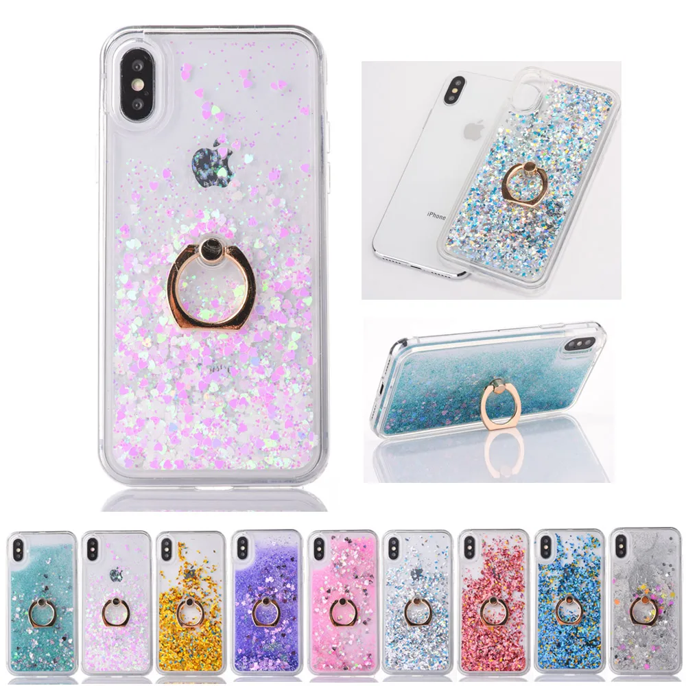 FQYANG чехол для телефона с кольцом IPHONE XS X 8 Love Star Dynamic Liquid Soft PC + TPU Plus 7P