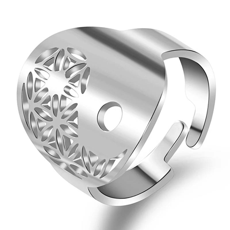 Инь цветок жизни кольцо из нержавеющей стали 316L символ амулет Для женщин мужские