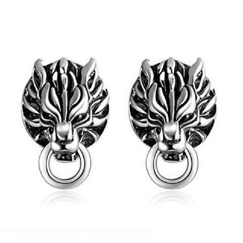 

Personality Silver Color Wolf Head Stud Earrings Domineering Men Women's Earrings Motorcycle Party Earrings Fashion Jewelry