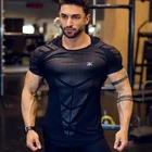 Мужская компрессионная футболка для фитнеса, облегающая спортивная рубашка, мужские тренировочные топы для бега, спортивная одежда для спортзала, быстросохнущие дышащие рубашки
