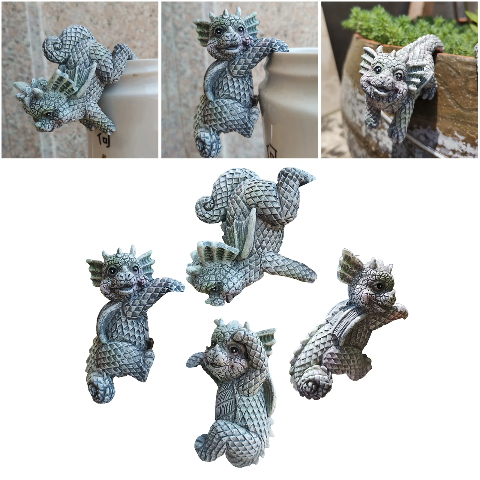 

4x Garden Statue Planter Flowerpot Hanger Dragon Sculpture Figurine