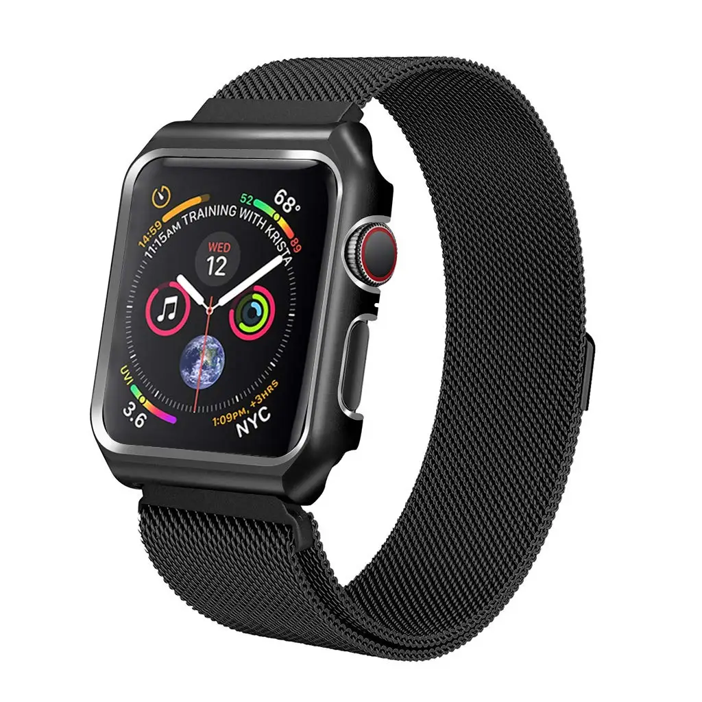 Миланская петля+ Алмазный чехол для Apple Watch 42 мм 38 мм браслет из нержавеющей стали ремешок для iWatch 40 мм 44 мм серия 5 4 1 2 3