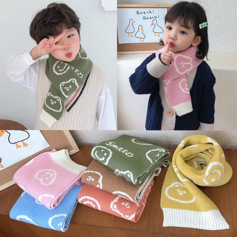 

Korean Wool Solid Bear Kids Scarf Shawl Soft Warm Autumn Winter Thick Children Wraps Scarves Accessories Wholesale Dropshipping