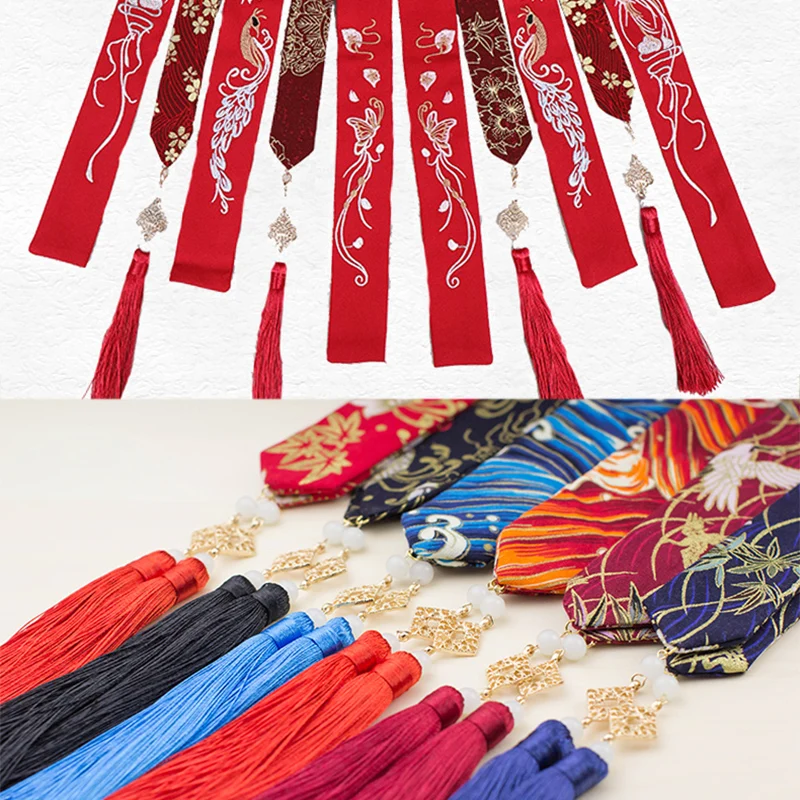 

QIANAO Embroidered Hollow alloy tassel Hair Rope Headwear Chinese Traditional Hair Accessories Ancient Hanfu style Hair Ribbons