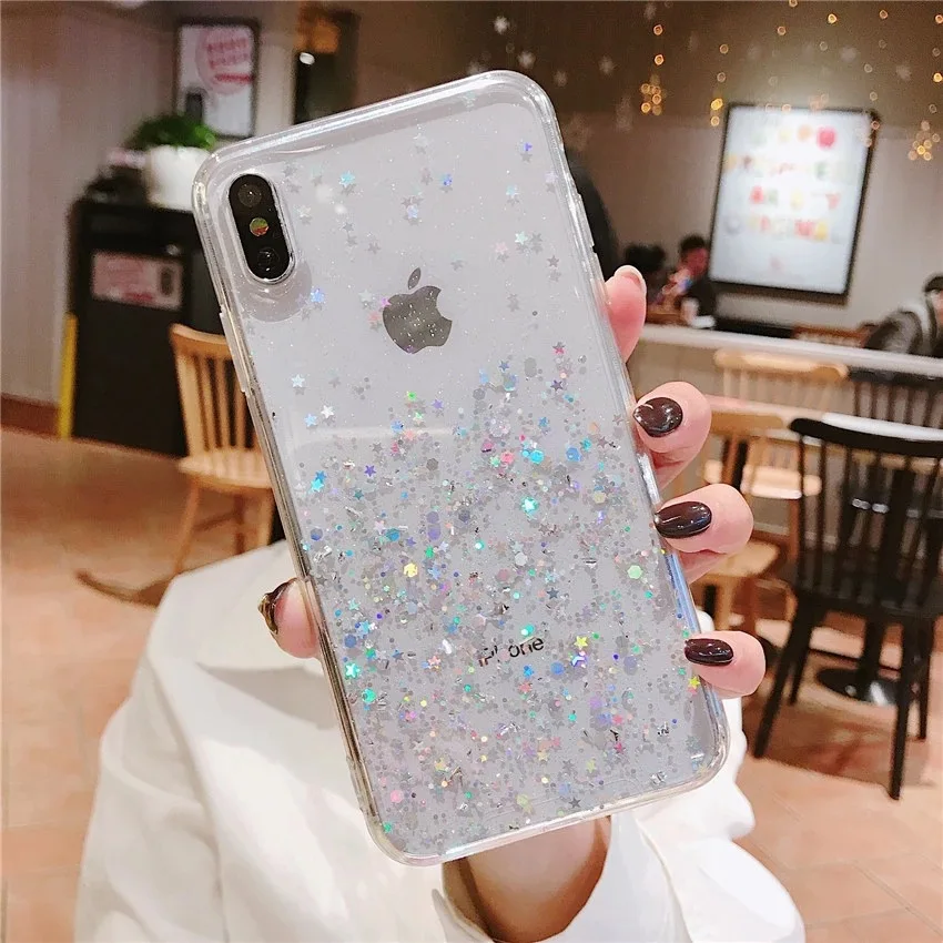 Блестящий чехол для iPhone X XS Max XR Роскошный прозрачный с блестками 11 Pro телефона s |