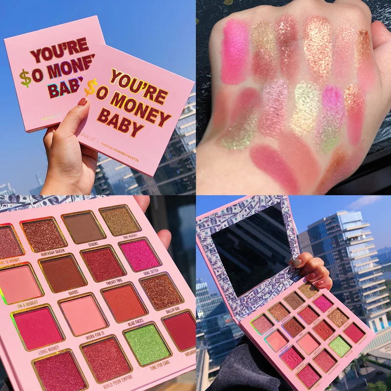 Палитра теней для век 16 цветов мерцающие матовые тени телесный блеск металлик