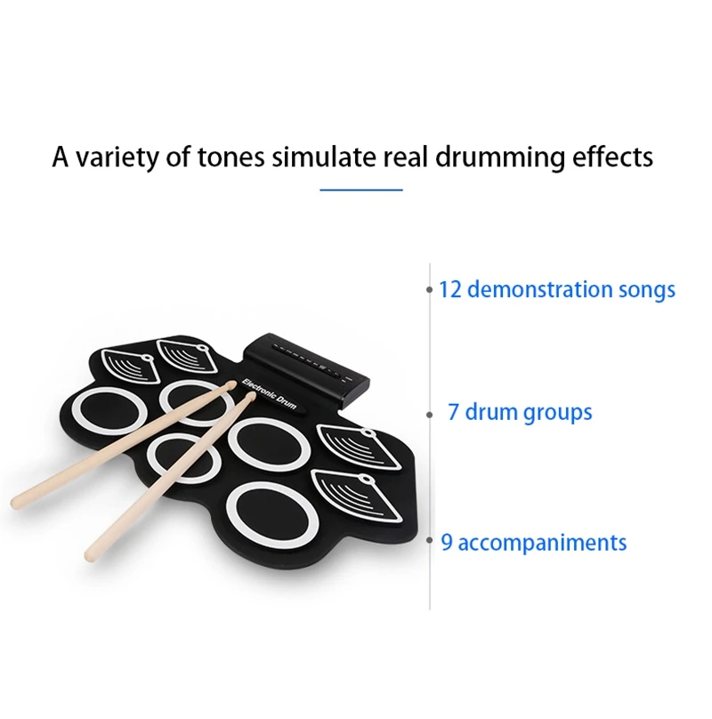 

Electronic Drum Set for Kids Electronic Drum Set, Adult Beginner Portable Roll Up Electronic Drum Kit, Gift for Kids