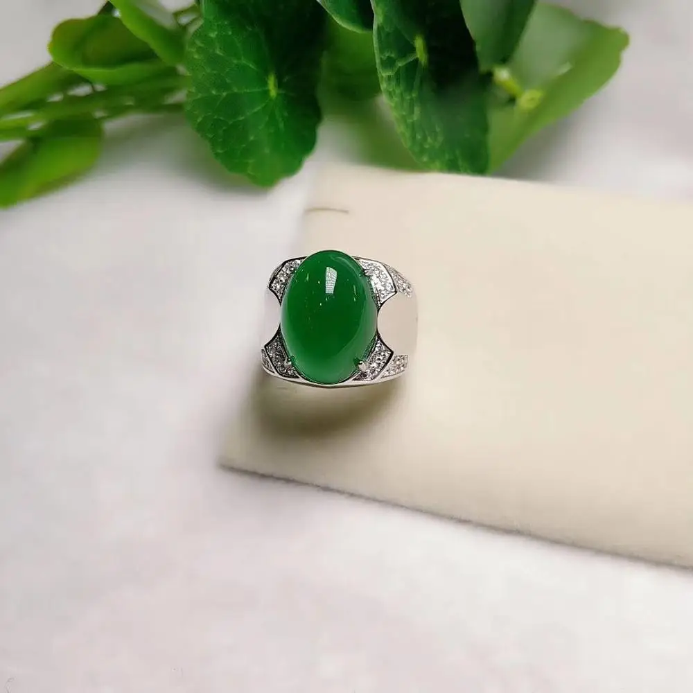 Кольцо из серебра S925 пробы с натуральным Изумрудом и агатом | Украшения