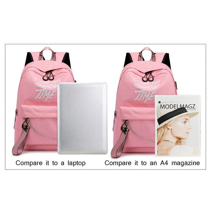 Women's Luminous Backpack Fashion Waterproof Bag Female Cute Small Casual Travel Bagpack USB Charge School For Teenage Girls Багаж и