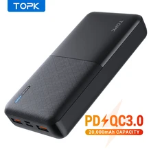 TOPK I2009 Power Bank 20000mAh PD Portable External Battery Charger USB Type C Powerbank Quick Fast Charger Mobile for iPhone
