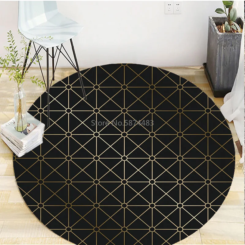Геометрический напольный ковер скандинавский круглый коврик с принтом