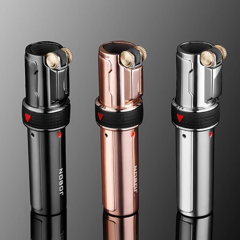 

Ветрозащитная Регулируемая Мужская зажигалка креативная индивидуальность синее пламя шлифовальный круг Зажигалка для сигар