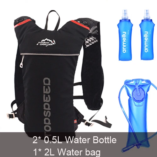 backpack and 3L Легкий Рюкзак бегущий жилет нейлоновая сумка Trail Велоспорт марафон Портативный Сверхлегкий Туризм 5L вариант 2L сумка для воды и бутылка - Цвет: backpack and 3L