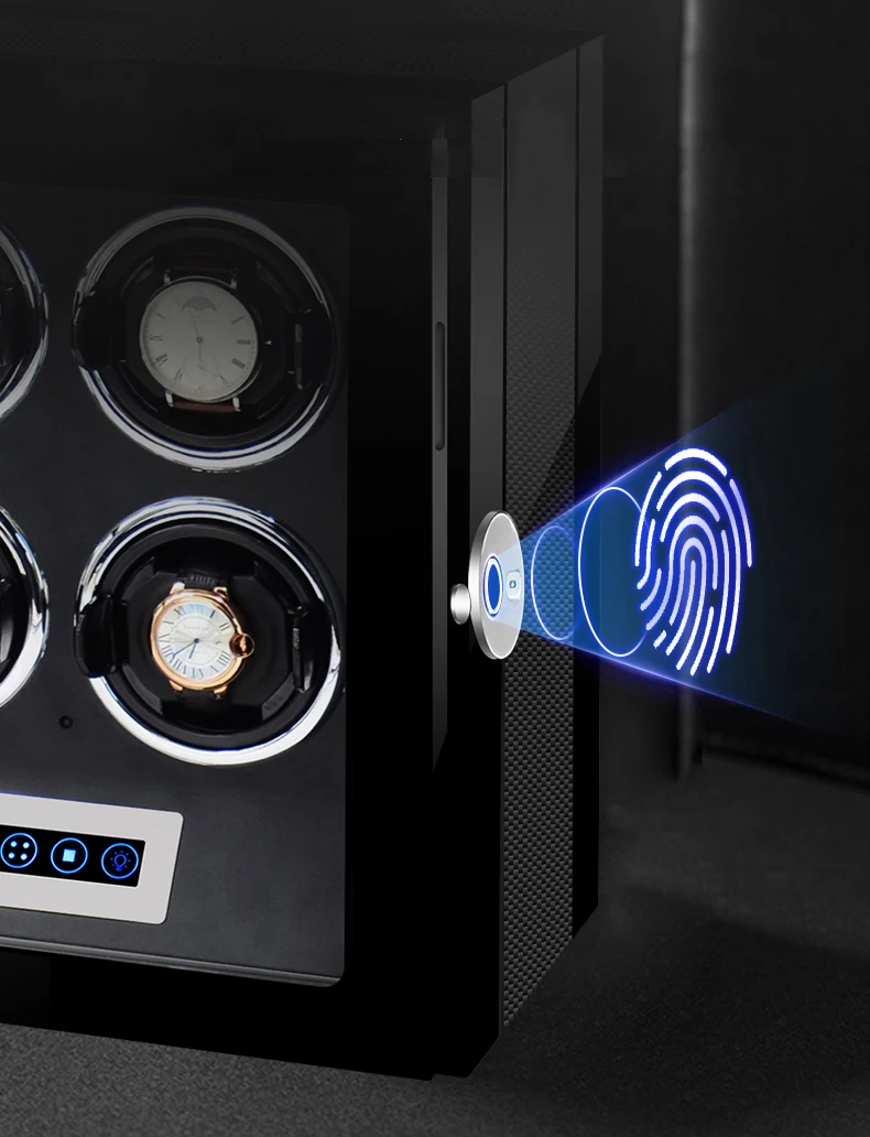 Automatic Watch Winder Top Luxury Brand Fingerprint Unlock Safe Box with LCD Touch Screen Wooden Watches Accessories | Наручные часы