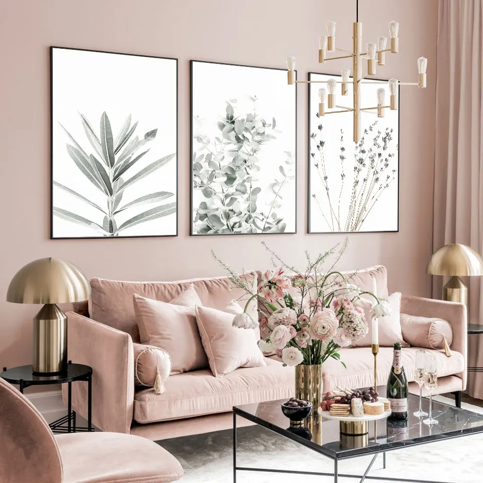 

Eucalyptus Leaves Poster Flowers Canvas Painting Nordic Wall Art Print Lavender Picture For Living Room On The Wall Home Decor