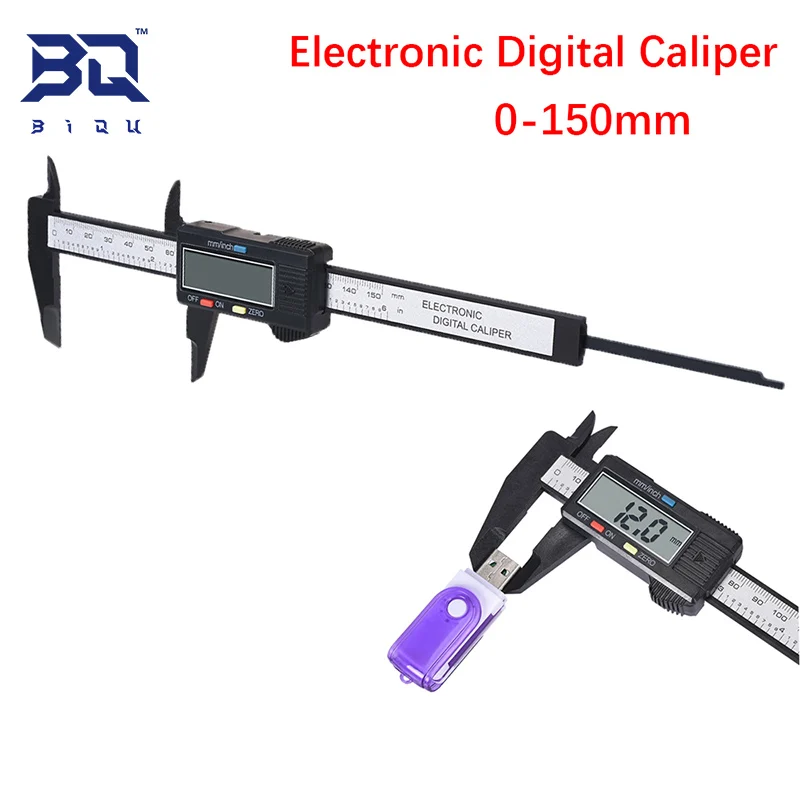 

Штангенциркуль для 3D-принтера, 0-150 мм, с нониусом, ЖК-дисплей, углеродное волокно, линейка измерительный из нержавеющей стали