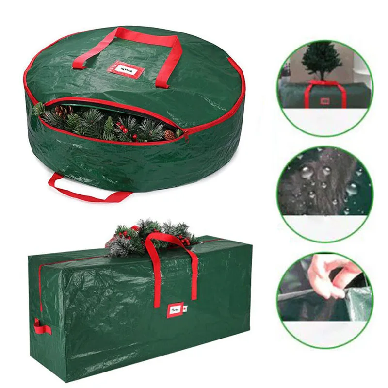 

Большая зеленая Водонепроницаемая мебельная Подушка, Полиэтиленовая сумка для хранения рождественской елки, защитные садовые пакеты, мешо...