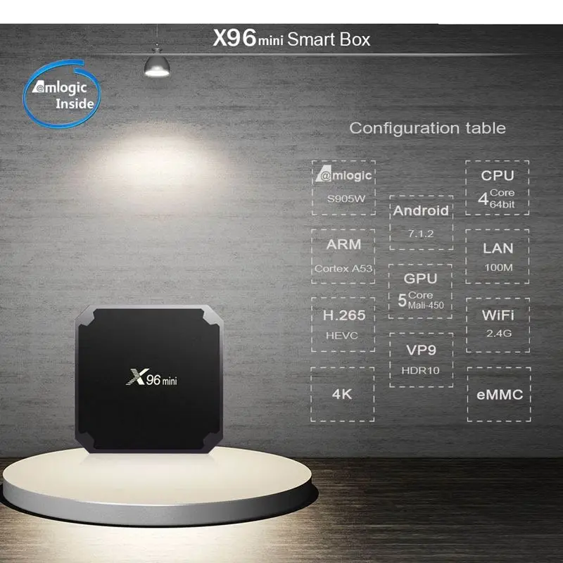 X96 мини 4K ТВ-приставка Android 7.1.2 интернет медиаплеер 2 4 ГГц WiFi 16G ЕС вилка |