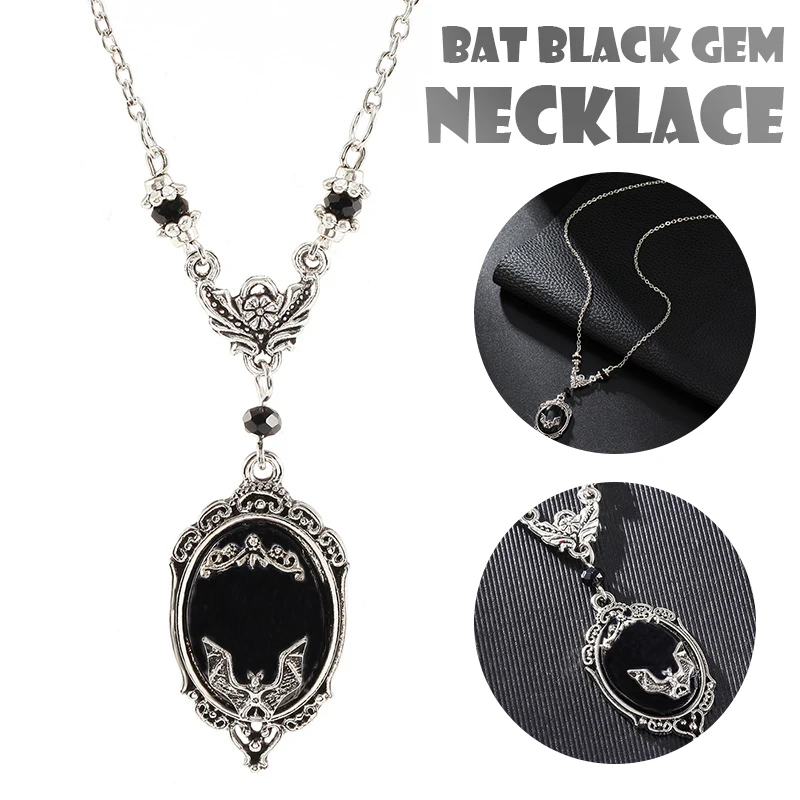 

Ожерелье-цепочка с подвеской «летучая мышь» из черного драгоценного камня в готическом стиле, Ювелирное Украшение для вечерние НКИ на Хэлл...