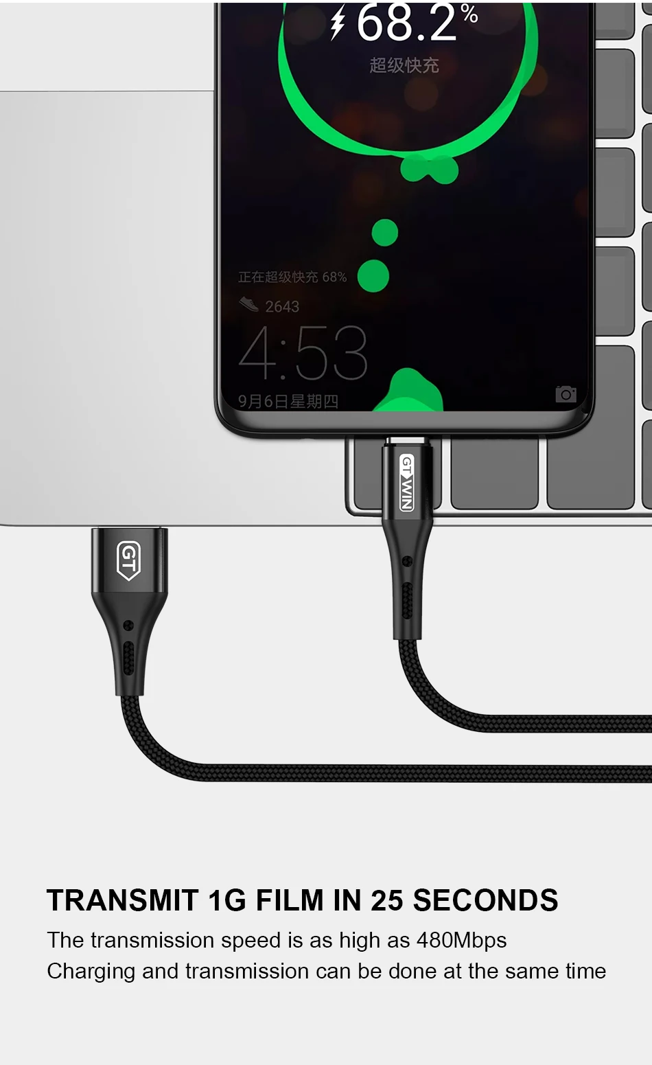 GTWIN 3 м usb type C кабель для iPad Pro samsung A50 USB C зарядное устройство для мобильного телефона Быстрая зарядка type C кабель для huawei P30 Xiaomi