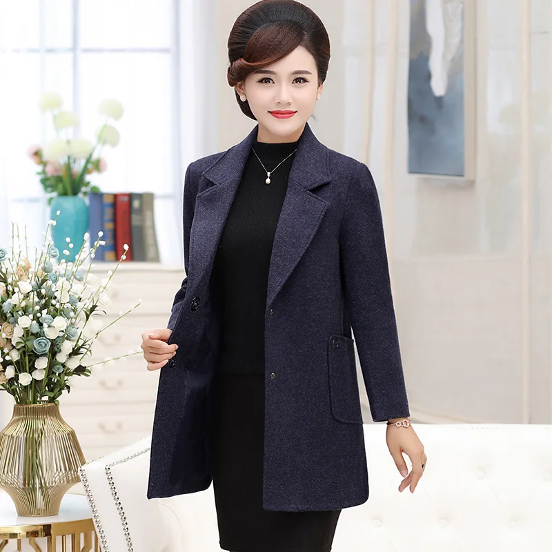 2019 женское однотонное пальто осень и зима новое шерстяное Благородный шерстяной