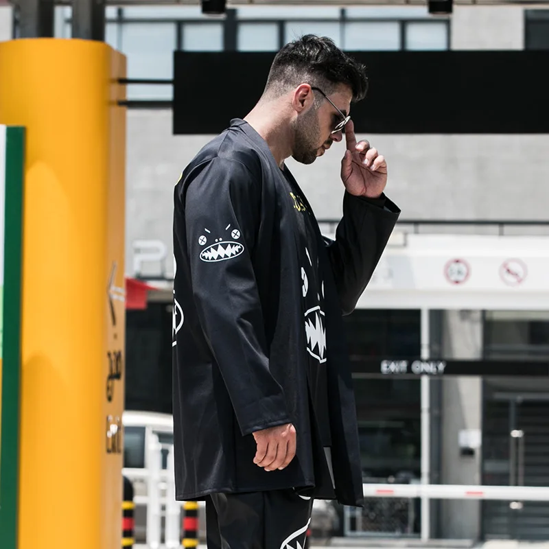 

Plus size men's clothing autumn and winter fat men's large size mid-length trench coat loose hip-hop personality jacket