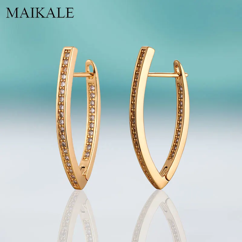 MAIKALE, новая мода, v-образная форма, маленькие серьги-гвоздики, кубический цирконий, золото, серебро, медь, серьги для женщин, корейское ювелирное изделие, очаровательные подарки
