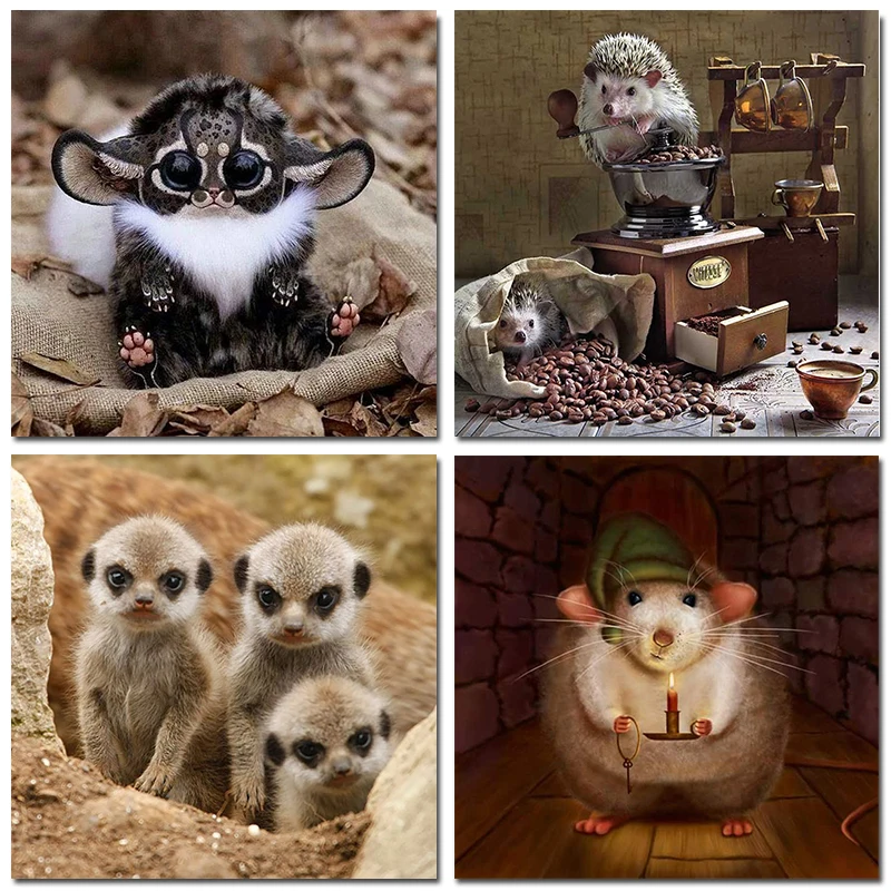 

MUXUN 5D Diy Diamond Mosaic Animal Diamond Painting Hedgehog All Square/Round Decoration Picture Rhinestone Home Decoration Gift