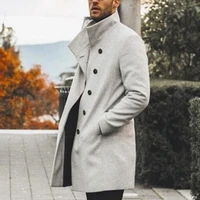 fashion men coat 2021 autumn winter new mens mid long stand collar woolen windbreaker coat men overcoat cardigan tops