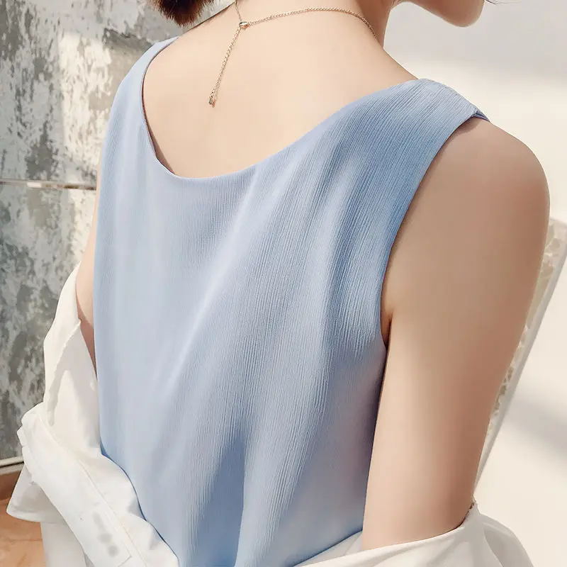 Майка женская шифоновая с V-образным вырезом свободный пикантный топ-халтер