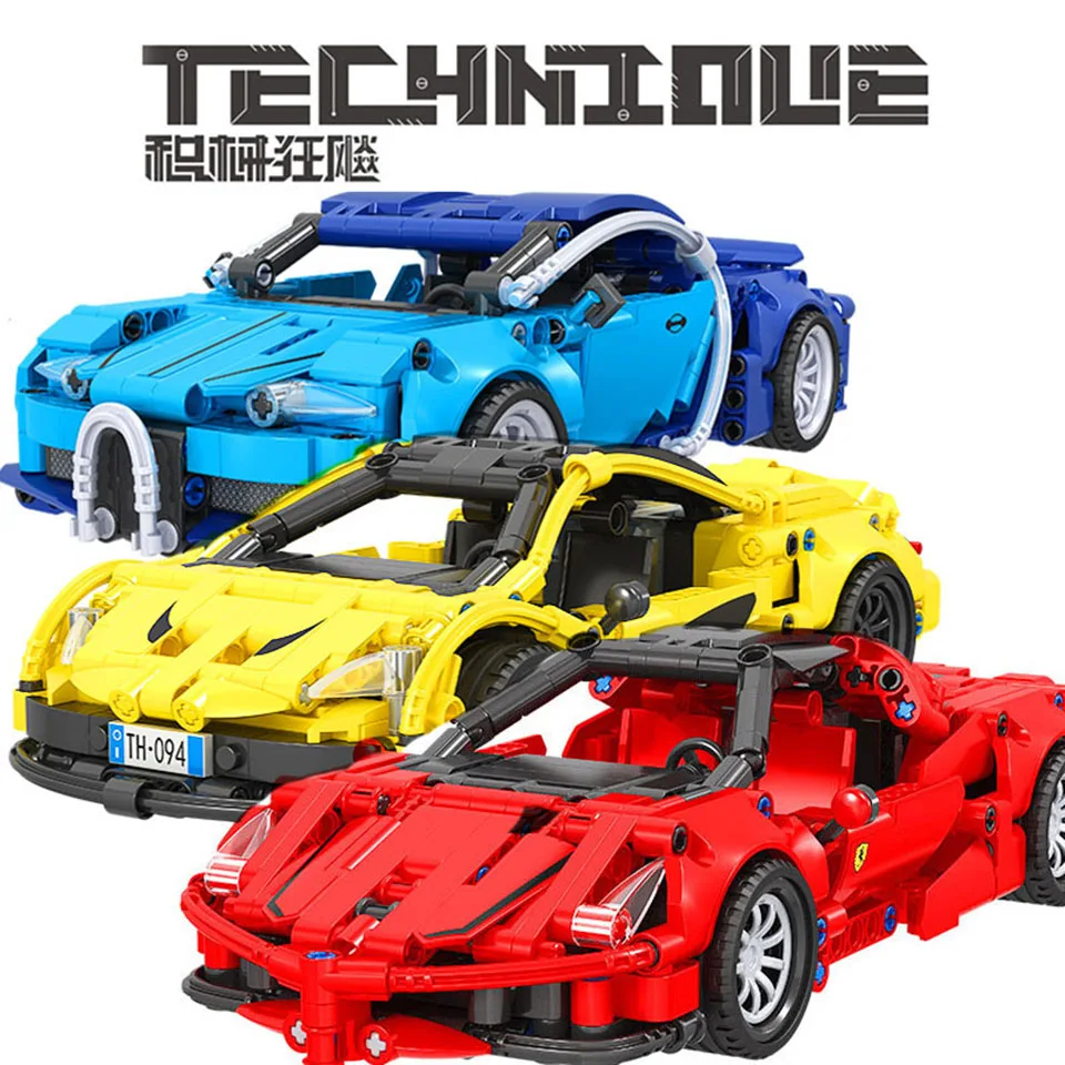 

Sports Car Technic MOC Building Blocks Model Kits Pull Back Racing Mini Diamond Bricks Speed Champions Enlighten Toys for Boys