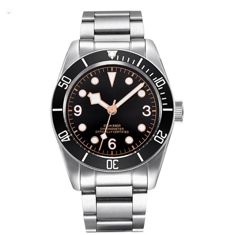 

Corgeut 41mm stainless steel mechanical Wrist watch sapphire glass waterproof men's steel band Watch