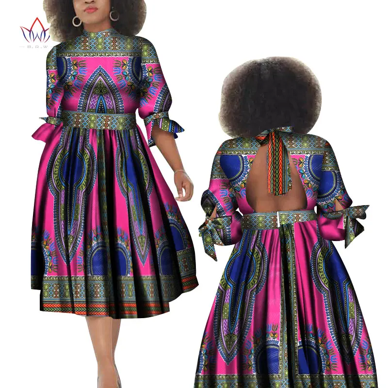 Мода 2019 осень африканские платья для женщин vestidos с открытой спиной элегантная