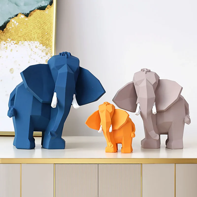 

Elephant Abstract Sculpture Figurine Modern Ornaments Coffee Shop Decoration Miniature Accessories Decoratie Home Decor ED50BJ
