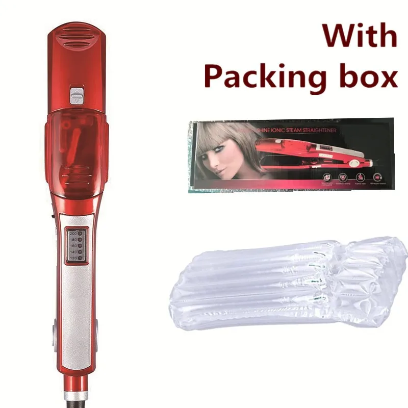 Red with box Профессиональные паровые выпрямители для волос с горячей функцией, утюжок с турмалиновым керамическим паром, способный с маслом, инфузионные Выпрямители - Цвет: Red with box