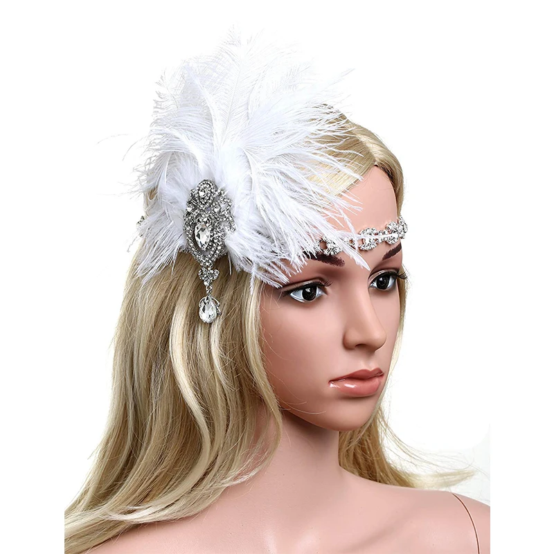 Повязка на голову с перьями eacock Great Gatsby золотистые винтажные аксессуары 1920s |