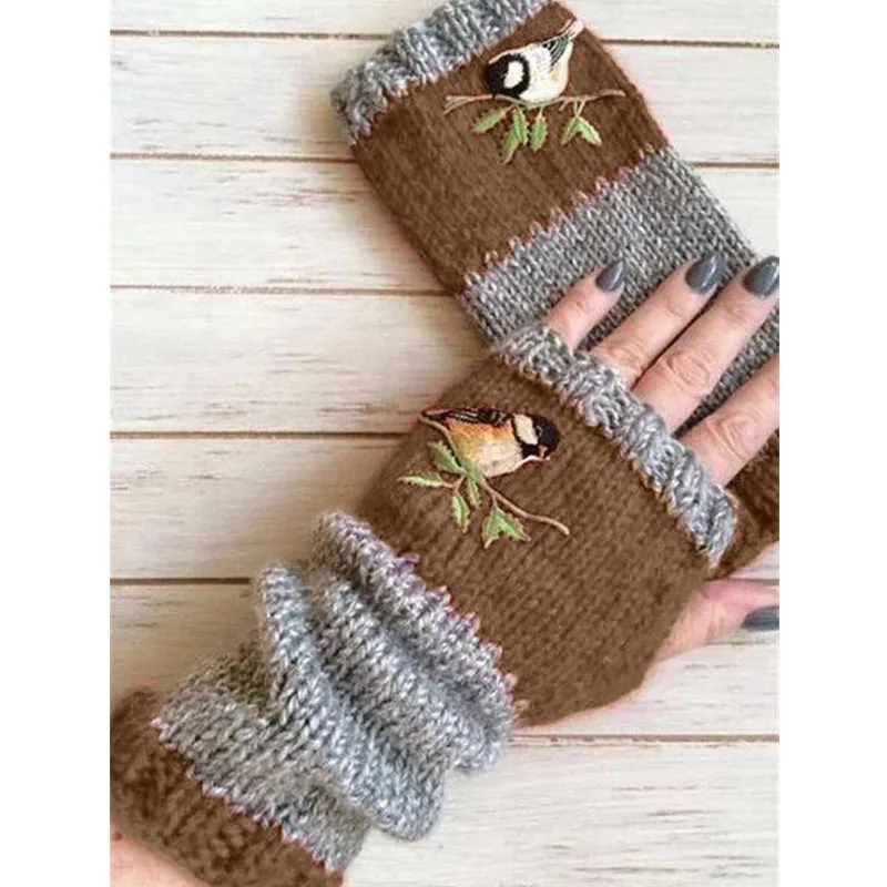 Autumn and winter new ladies gloves 2020 best selling fashion warm stitching embroidered mitts