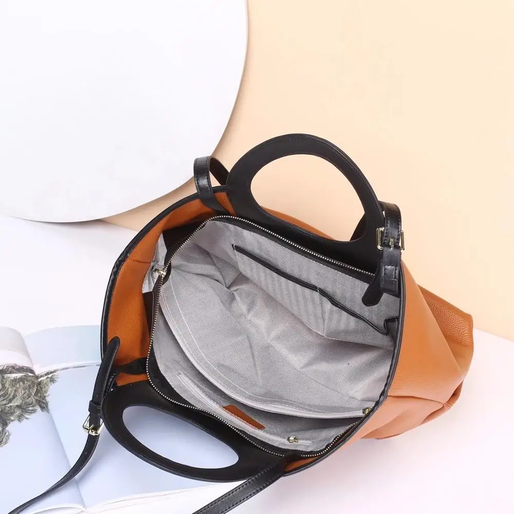 

Circle ring handbag women leather 2020 ladies high-capacity shopping girls women's messenger texture soft shoulder