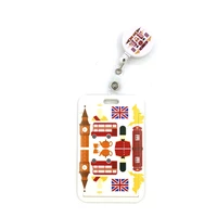 british bus england style cute credit card cover lanyard bags retractable badge reel student nurse exhibition enfermera name