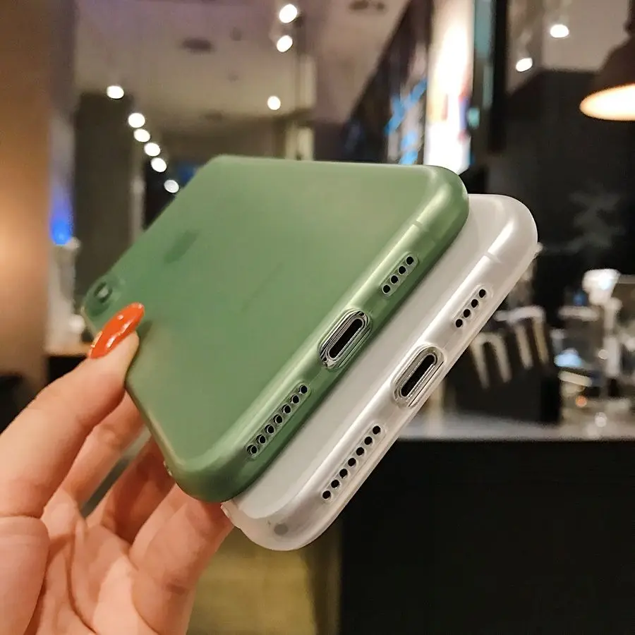 

Solid Color Transparent Matte Anti-Fall Phone Case For iPhone 11 12 Pro X XR XS MAX 6 6S 7 8 Plus SE2020 Protection Back Cover