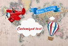 Пользовательские Приключения тема, детский душ фон самолет пилот день рождения винтажная карта мира фон баннер украшения стены