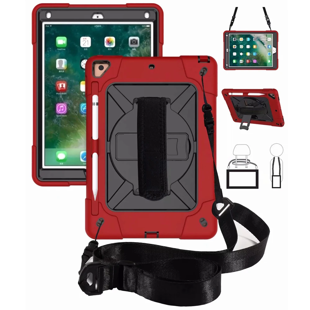 

Чехлы для планшетов, Чехол для IPad 9,7 2018 2017 5th 6th Air2 Air 2 Pro 9,7, чехол с плечевым ремнем, ударопрочный чехол из силикона и ТПУ для ПК с подставкой