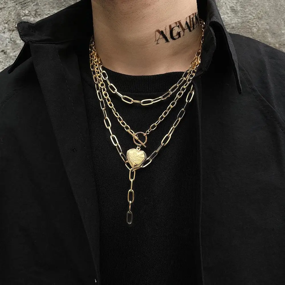 Цепочка золотого цвета с подвеской в виде любовного сердца ожерелье модное стиле